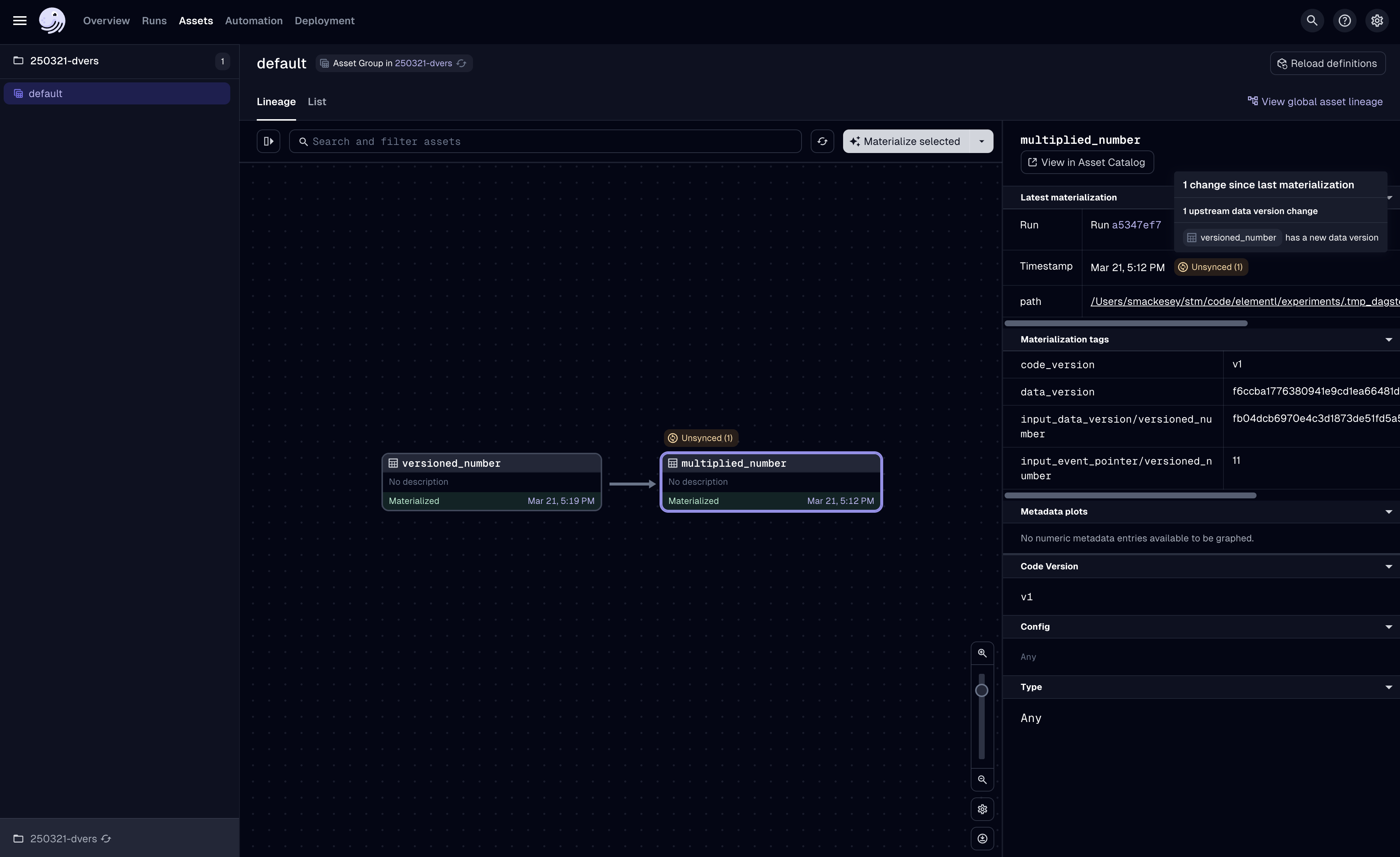Dependencies code version only