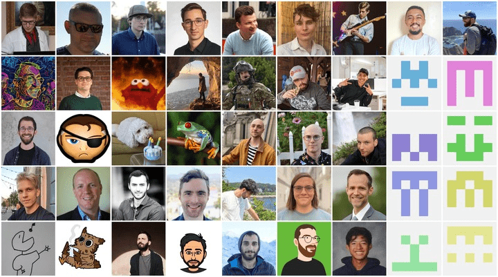 A screenshot of all of our wonderful contributors since 1.7.0.