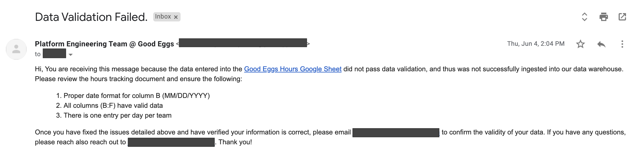 Good Eggs Validation Failure Email